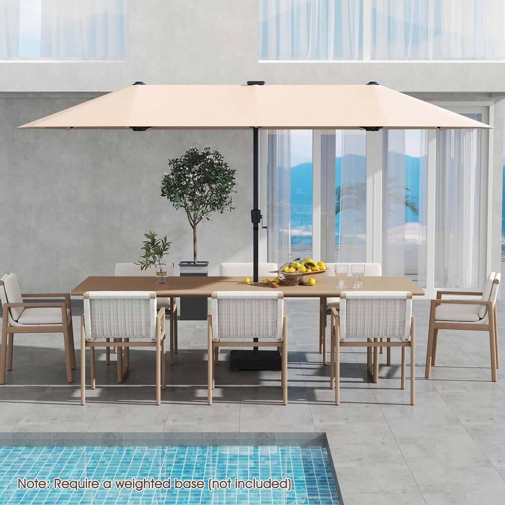 Costway 13 FT Large Patio Umbrella with LED Solar Lights Crank Handle