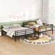 preview thumbnail 13 of 20, Full XL Over Queen Metal Bunk Bed with Ladder & High Guardrail, Heavy-Duty Metal Bunk Bed Dormitory Apartment Iron Frame Bed