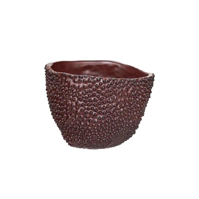 Stoneware Organic Shaped Planter with Raised Dots - 6.0"L x 6.0"W x 4.9"H - 6.0"L x 6.0"W x 4.9"H - Brown
