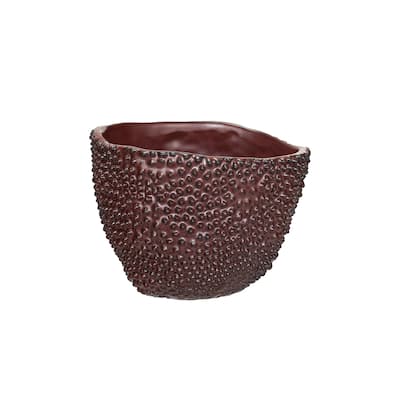 Stoneware Organic Shaped Planter with Raised Dots - 6.0"L x 6.0"W x 4.9"H