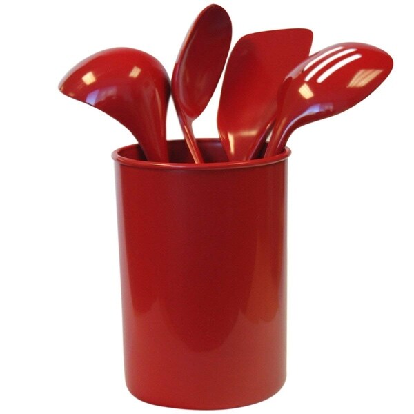 Reston Lloyd 82960 5-Piece Calypso Basics Utensil Holder Set, Red