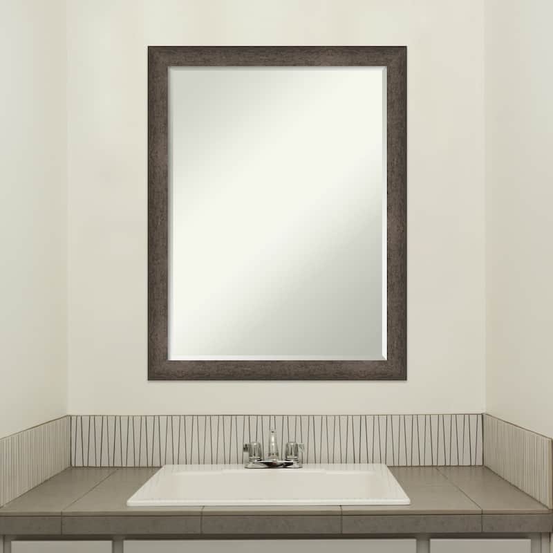 Dappled Narrow Half-Inch-Bevel Wood Framed Bathroom Vanity Wall Mirror - Glass Size 18x24
