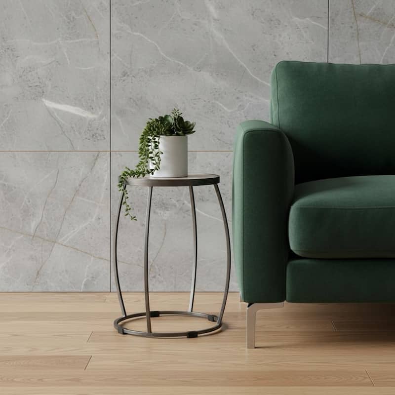 HomeRoots Set of Two Cream and Black Solid Wood and Iron Oval Nested Tables - 21.00 in. x 26.00 in. x 22.00 in. - Cream - Wood