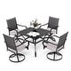 preview thumbnail 32 of 38, 5/7-piece Patio Dining Set, 4/6 Rattan Swivel Chairs with Cushion and 1 Metal Table with Umbrella Hole