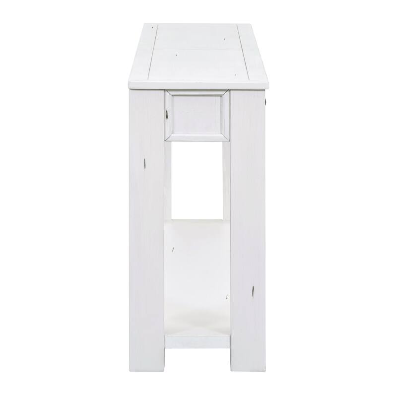 Rustic Wood Console Table Entry Hallway Table, 63" Rectangular Sofa Side Table with 4 Storage Drawers and Bottom Shelf