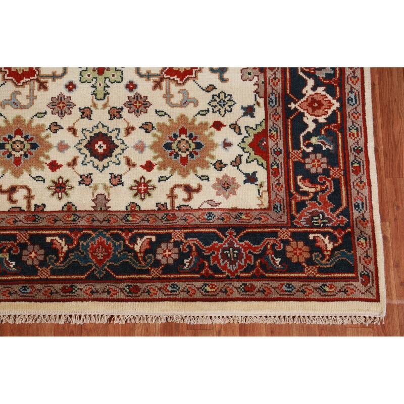 Hand Knotted Oriental 100% Wool Carpet Traditional Geometric Beige & Ivories Ziegler Area Rug - 9' 0'' X 6' 0''
