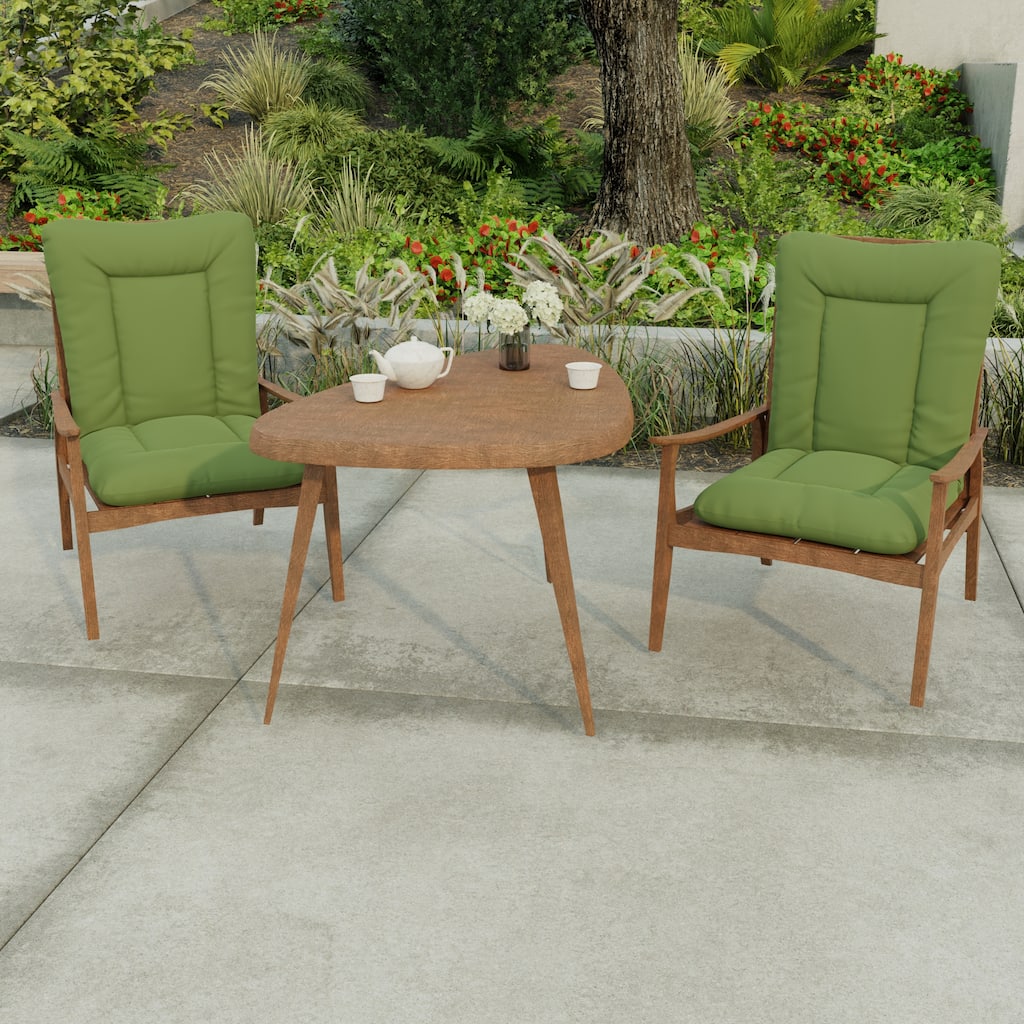 21" x 38" Green Solid Outdoor Chair Cushion with Ties and Loop - 38'' L x 21'' W x 3.5'' H