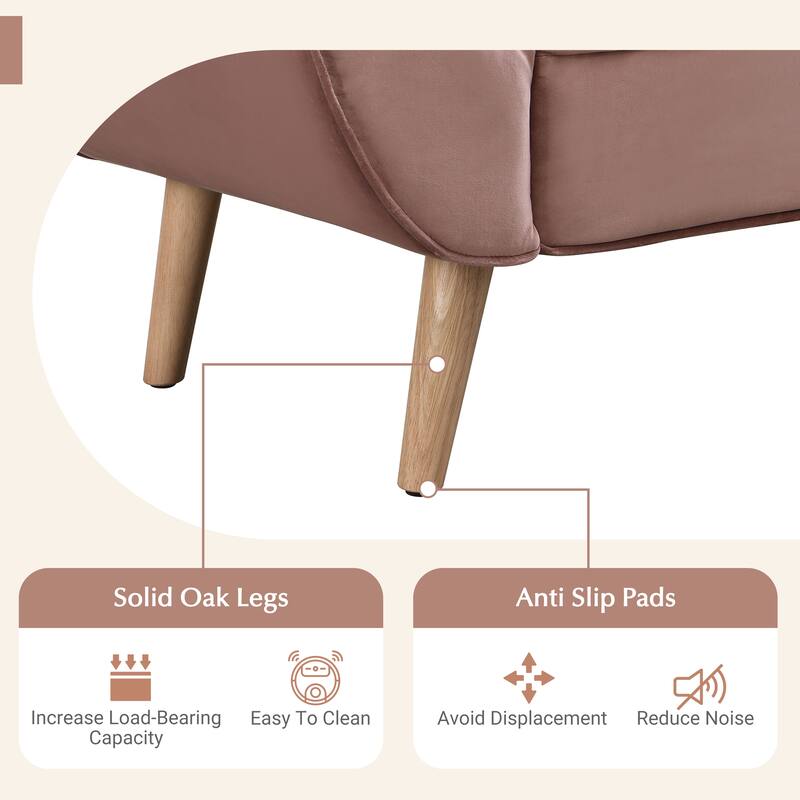 Pink Upholstered Velvet Bench End of Bed Bench with 2 Pillows, Button Tufted Ottoman Footstool with Rolled Arms