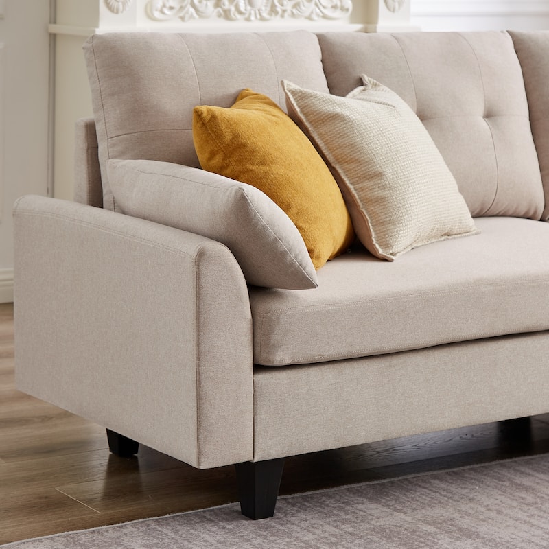 Modern Sectional Sofa Couch L Shaped With Chaise Storage Ottoman and Side Bags For Living Room