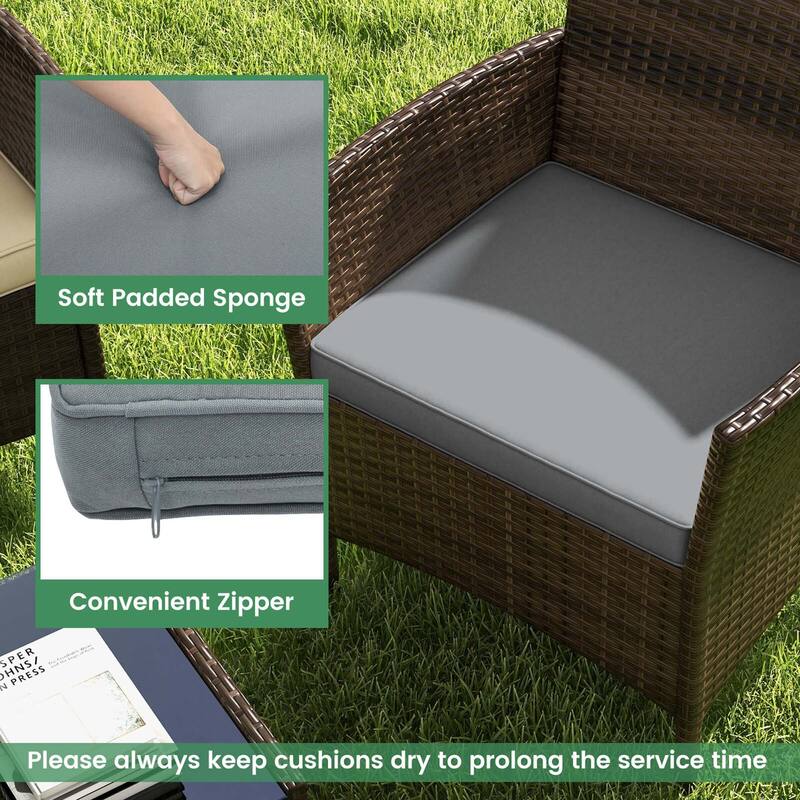 Costway 8 PCS Patio Furniture Set with Washable Cushions and Tempered - See Details