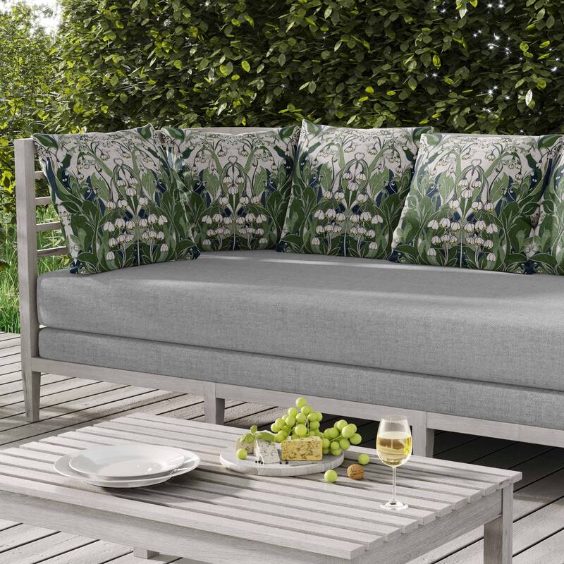 Lily of the Valley Indoor/Outdoor Reversible Throw Pillow White and Green