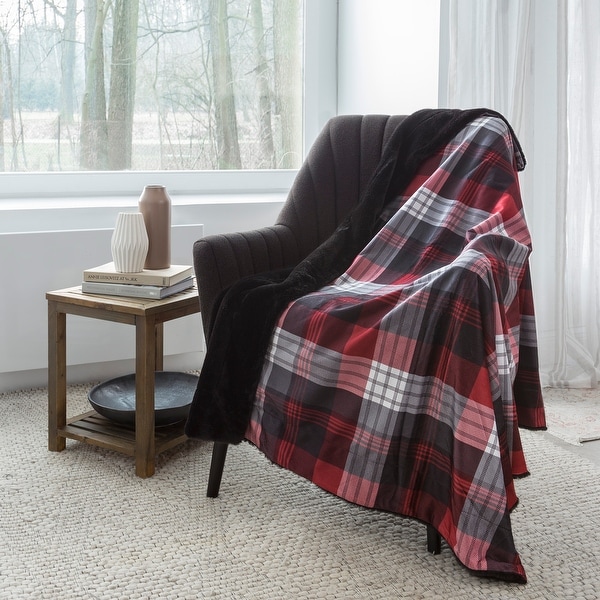 Red and gray shop throw blanket