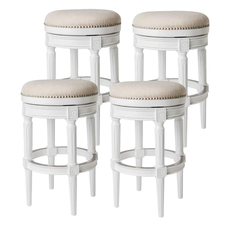 Maven Lane Pullman Backless Swivel Kitchen Stool - Set of 4 - Alabaster White - Bar Height