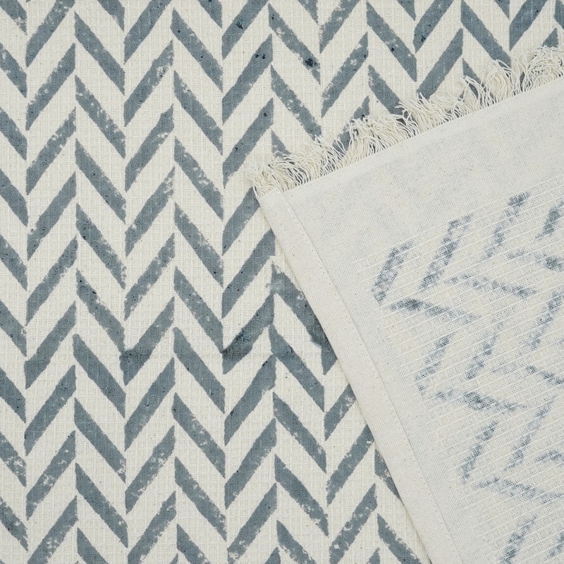 Fabdivine Handmade Floral Block Print Kitchen or Bath Room Hand Towels Home or Office Accent - Set of 8 - Jheel- Slate Grey