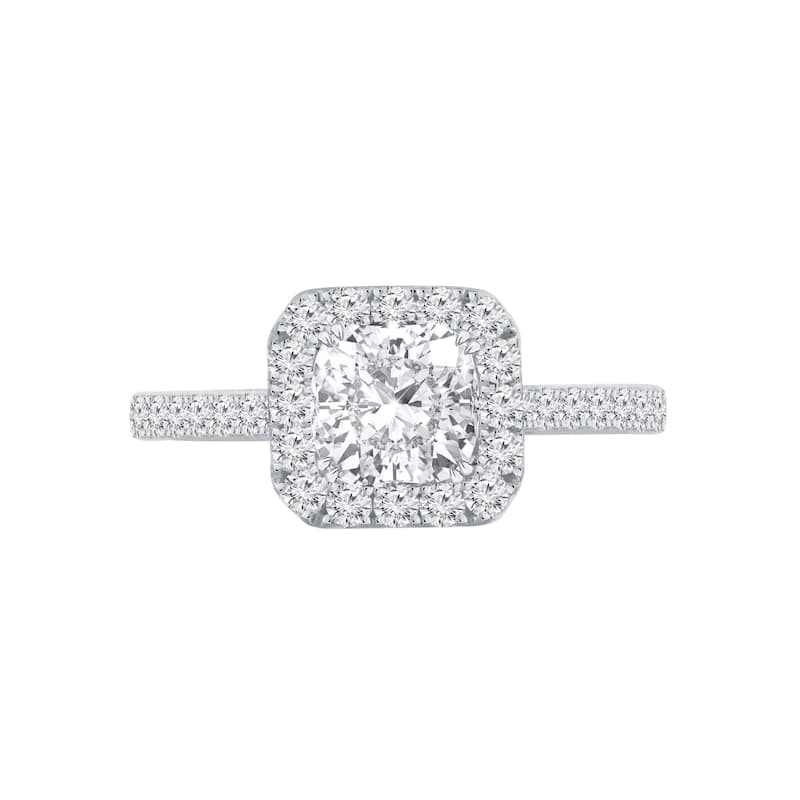 Auriya 14k Gold 1 1/4ctw Cushion-cut Halo Diamond Engagement Ring Certified (H-I, I1-I2) - White - 6