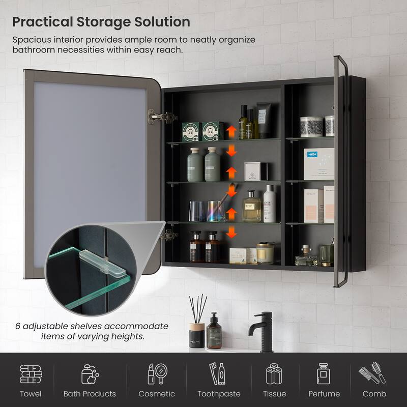 Talayuela Rectangular Aluminum Framed Medicine Cabinet with Mirror
