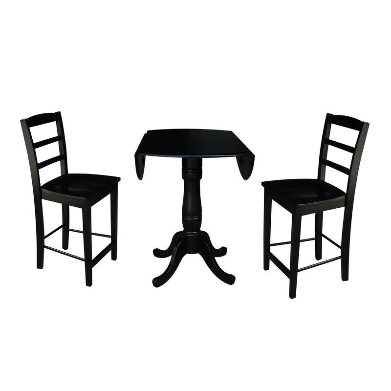 42" Round Pedestal Gathering Height Table with 2 Counter Height Stools