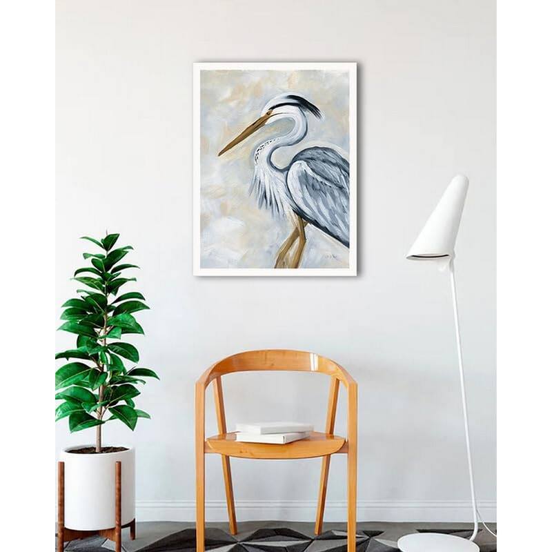 Blue Heron Framed Poster - 24 x 36 Inch - White