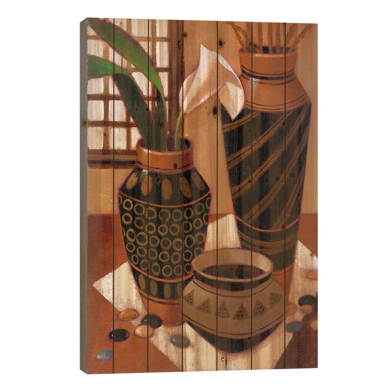 Still Life With African Bowl Print On Wood by Keith Mallett - Multi-Color - 26x18x1.5