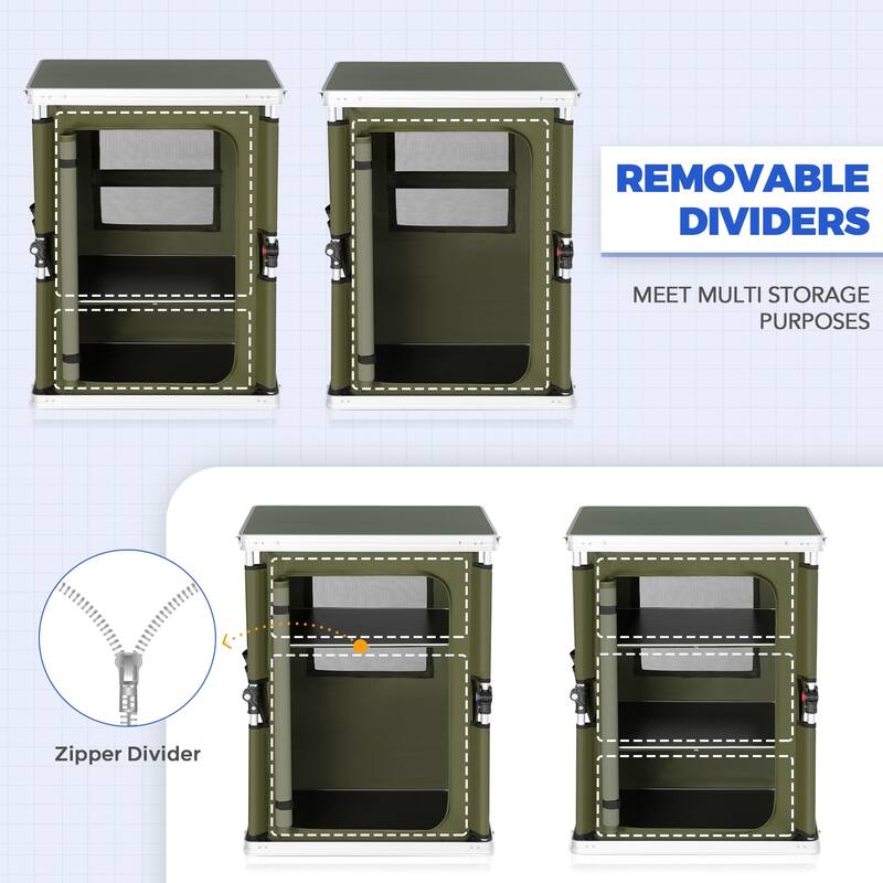 EAGLE PEAK Outdoor Folding Camping Table Easy Set Up Portable Aluminum Camping Kitchen, Beige