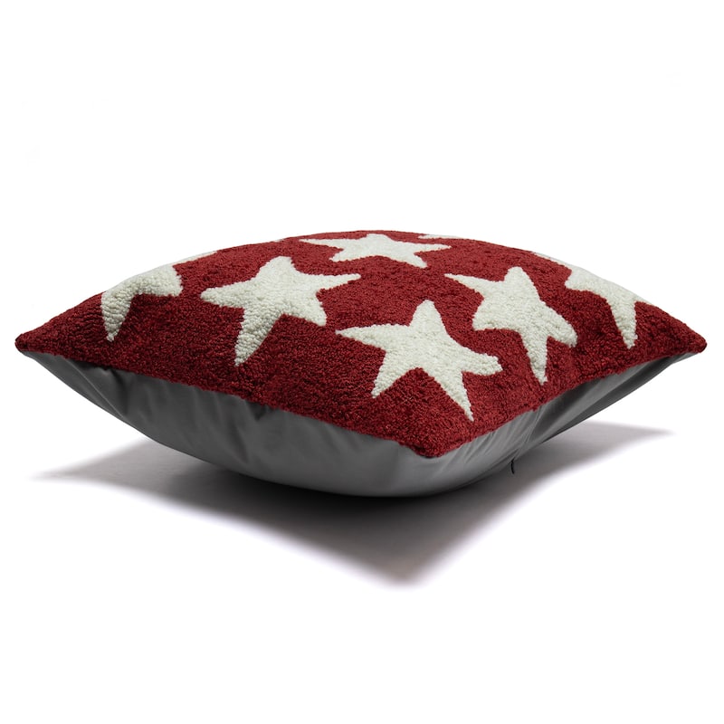 Liora Manne Frontporch Stars Indoor/Outdoor Pillow Red 18" Square