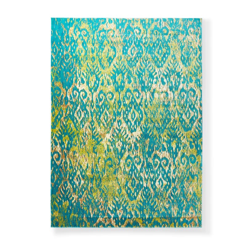Alexander Home Lagoon Modern Damask Ikat Area Rug - Lagoon - 2' x 3'