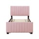 preview thumbnail 6 of 9, Twin Velvet Upholstered Platform Bed with Built-in Twin Trundle , Elegant Fabric, Sturdy Frame