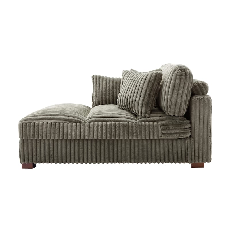 41" W Plush Corduroy Chaise Lounge with Pillows