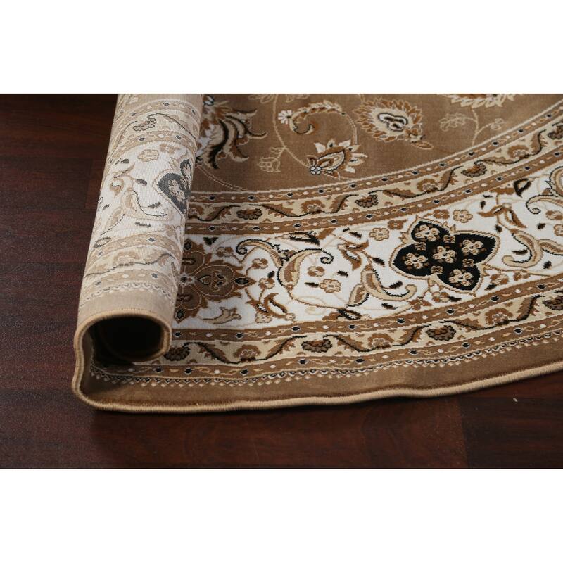 Traditional Brown Floral Oriental Tabriz Area Rug Turkish Carpet