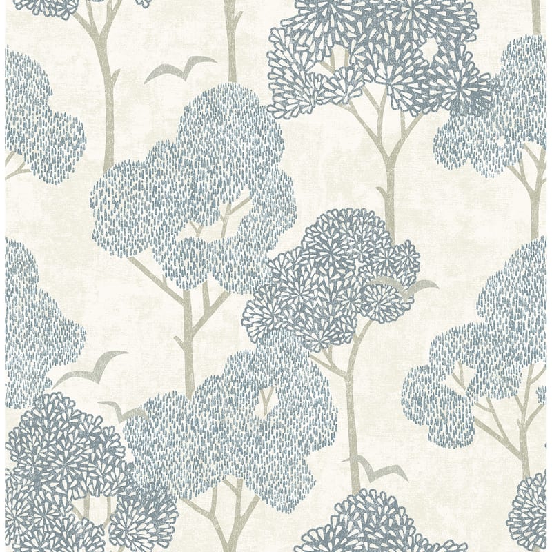 A-Street Prints Lykke Blue Textured Tree Wallpaper
