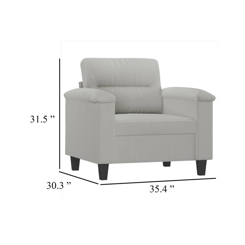 Sofa Chair, Gray Microfiber, Tapered BLock Legs, 35 Inch