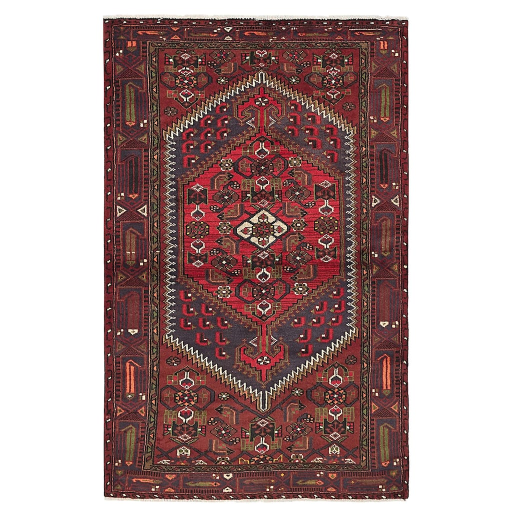 ECARPETGALLERY Hand-knotted Andelz Dark Red Wool Rug - 4'2 x 6'7