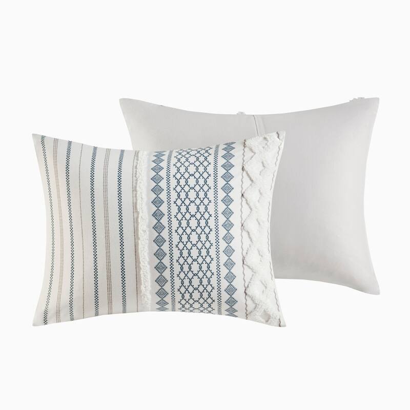 King/Cal King Cotton Printed Duvet Cover Set with Chenille