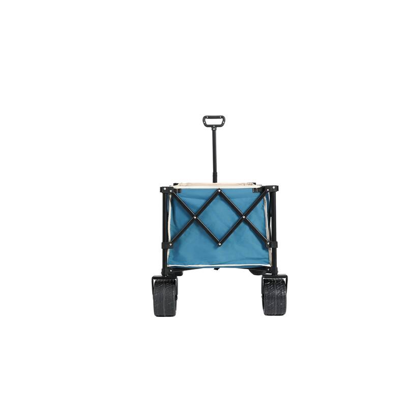 220lbs Weight Capacity Heavy Duty 300L Folding Utility Foldable Extended Wagon with All-Terrain Beach Wheels & Drink Holders