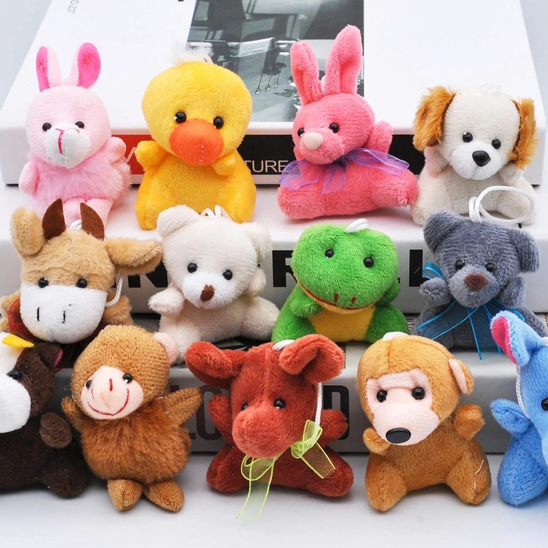 24Pack 3" Mini Animal Plush Toy Assortment Keychain Decoration for Kids - Multicolor