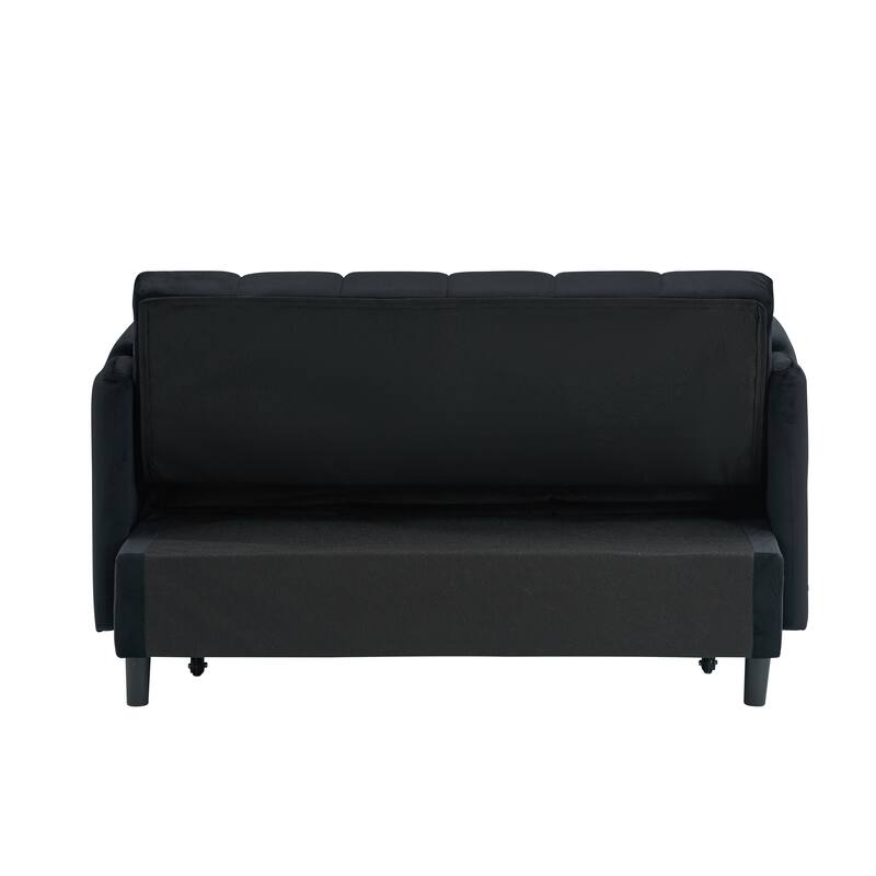 Modern Velvet Sofa, Sofa Pull-Out Bed, Small Love Seat Casual Sofa With Back, Pillow, Pockets, 3 In 1 Convertible Sleep Sofa Bed
