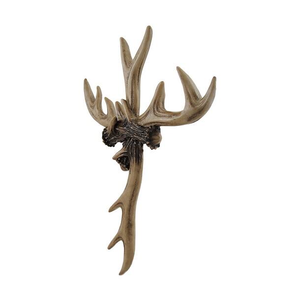 Shop Rustic Deer Antler Wall Cross Lodge Cabin Decor Overstock 16752814