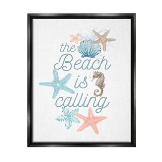 Stupell Beach Is Calling Various Sea Life Floater Canvas Wall Art by ...
