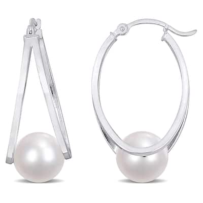 Miadora 8-8.5mm Cultured Freshwater Pearl Earrings in Sterling Silver