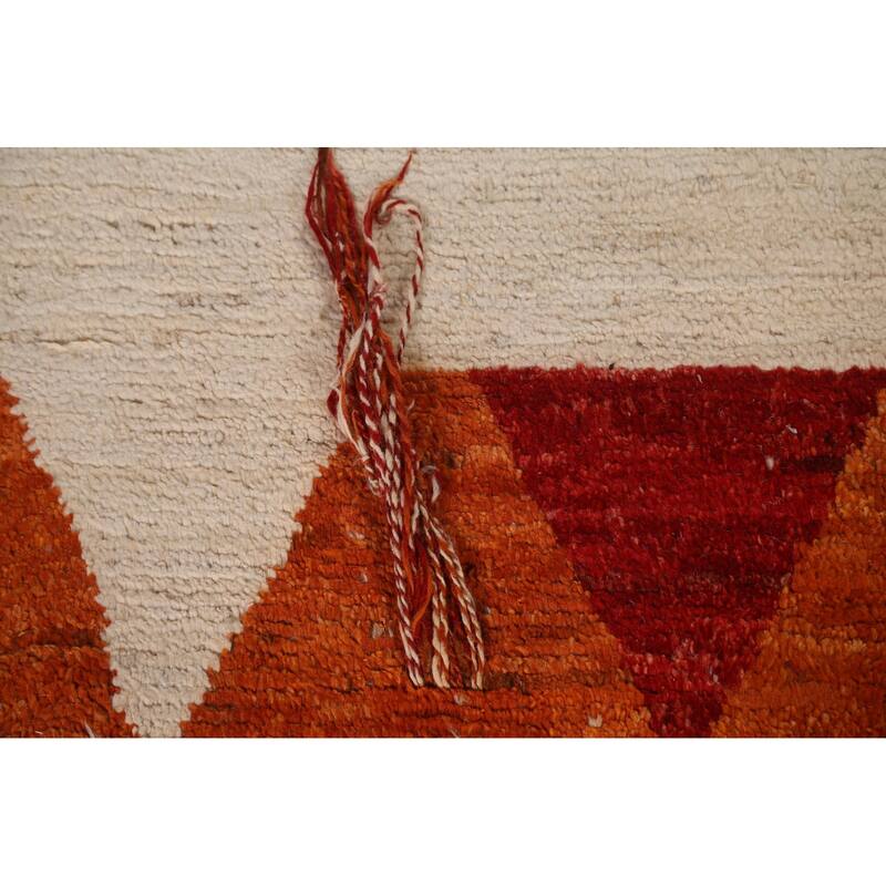 Hand Knotted Oriental 100% Wool Carpet Modern Tribal Beige & Ivories Moroccan Area Rug - 9' 11'' X 6' 10''