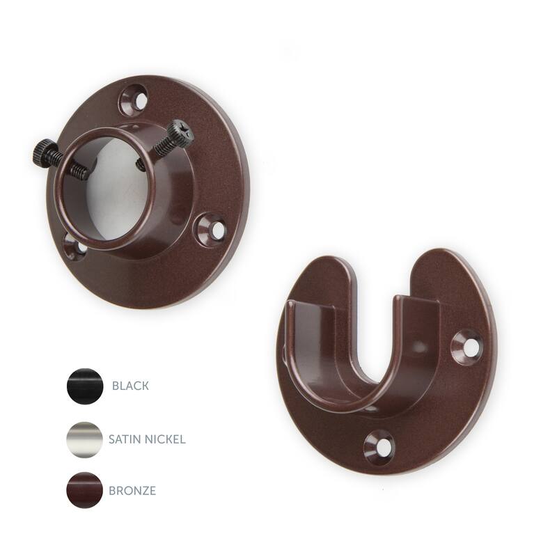 InStyleDesign Heavy Duty Wall Mount 1" Closet Pole Rod Socket - bronze
