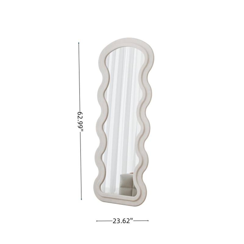 Full Length Wave Floor Mirror with Stand for Living Room Hanging or Against The Wall