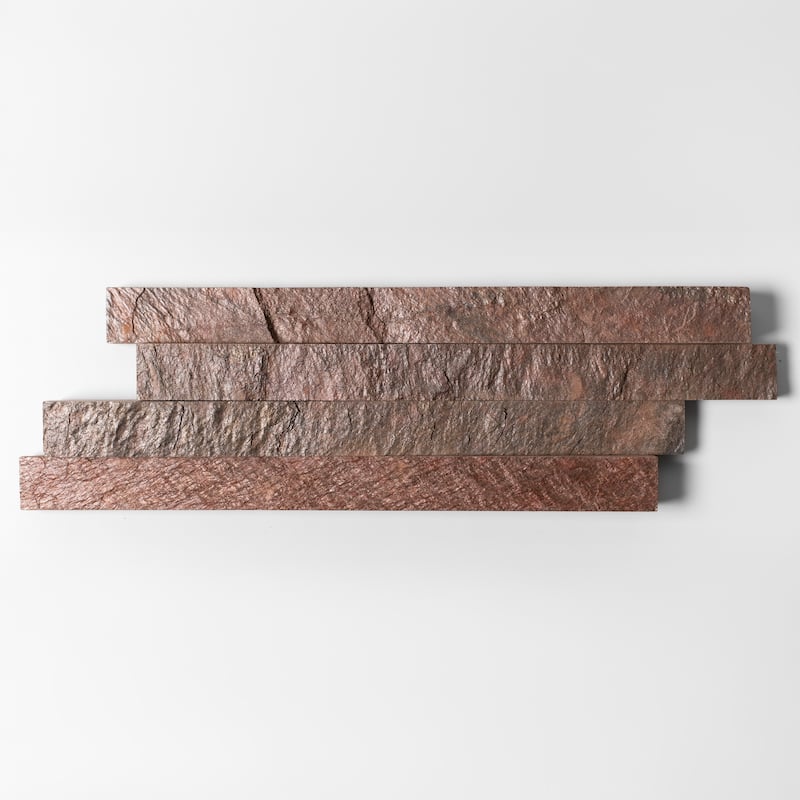 Woven Stone 4 in. x 23 in. Burnished Bronze Split Face Quartzite Wall Tile