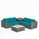 preview thumbnail 20 of 21, Santa Rosa Outdoor 6-piece Wicker Sectional Sofa by Christopher Knight Home Gray/Sunbrella Canvas Teal