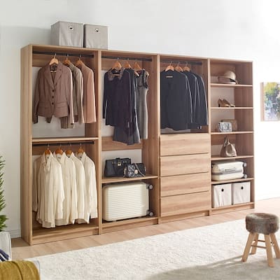 Prosper Oak Freestanding Walk in Wood Closet System
