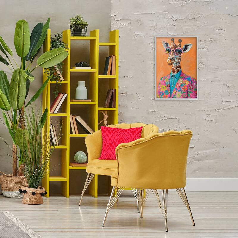 Stupell Bright & Trendy Giraffe in Suit Framed Giclee Art Design By LSR Design Studio
