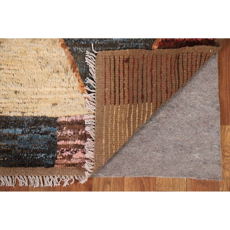 Hand Knotted Oriental 100% Wool Carpet Modern Tribal Red Moroccan Area Rug - 9' 11'' X 6' 4''