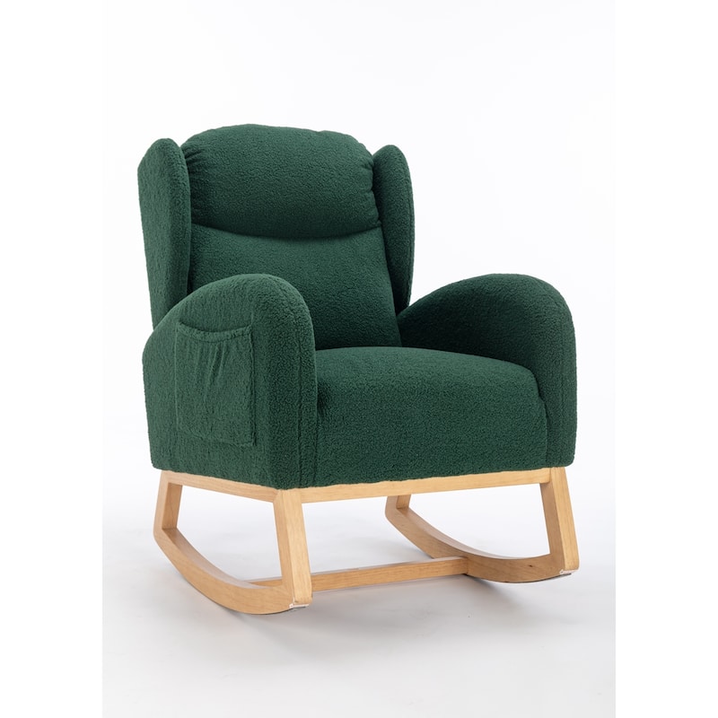 Teddy Fabric Rocking Chair With Packet Wood Legs