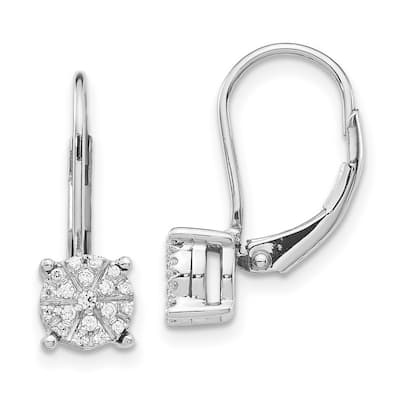 Curata 14k White Gold Diamond Leverback Earrings - 19x13mm Wide