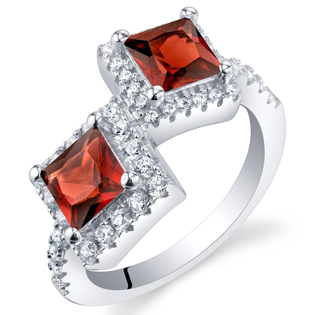 Sterling Silver 1.5 ct Garnet Birthstone Ring